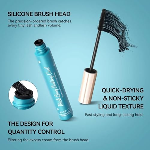 Thick Long Lasting Curl Curling Eyelash Iron Mascara-Waterproof, Voluminizing and Lengthening, Smudge-Proof,Clump-free, Ultra fine,Black Color Mascara.