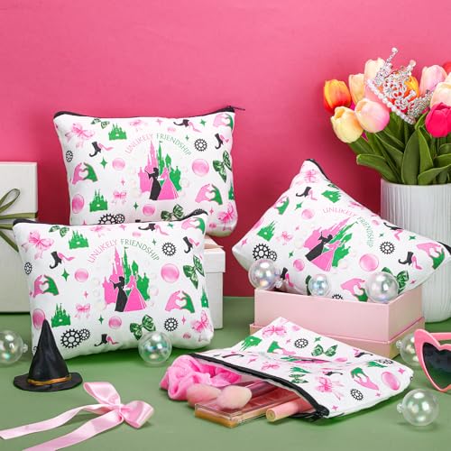 12 Pack Musical Witch Pink and Green Gifts Bulk Easter Mother's Day Party Favors Princess Makeup Cosmetic Bags 3D Friendship Pouch Women Zipper Travel Organizer for Birthday Evil Fan Lover