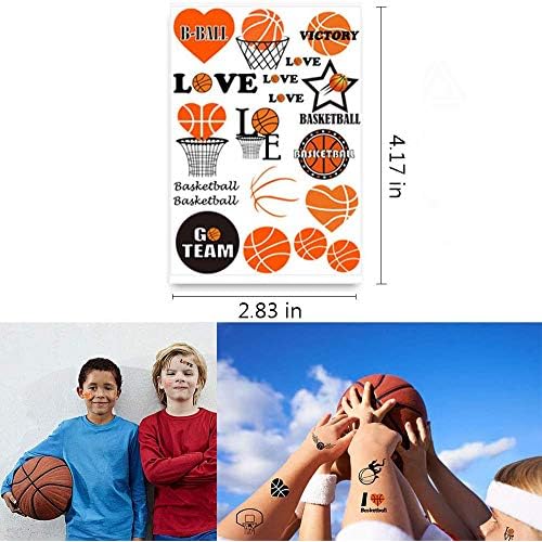 300PCS Basketball Motivational Tattoos Temporary for Kids - Basketball Baby Shower/Birthday Party Supplies Sports Party Goodie Bag Stuffers Favors Prize(24 Sheets)