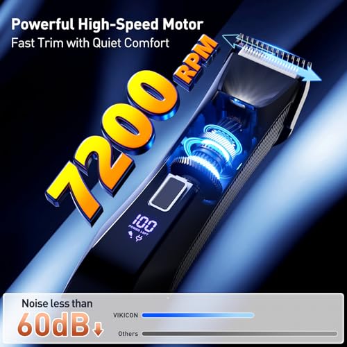 VIKICON 2-in-1 Manscape Trimmer & Shavers for Men: No-Nick Full Body Electric Razor for Pubic, Balls, Back Hair w/Dual-Head Trimmer & Foil Blades - Waterproof Groomer Kit w/Light, Travel Lock & Pouch