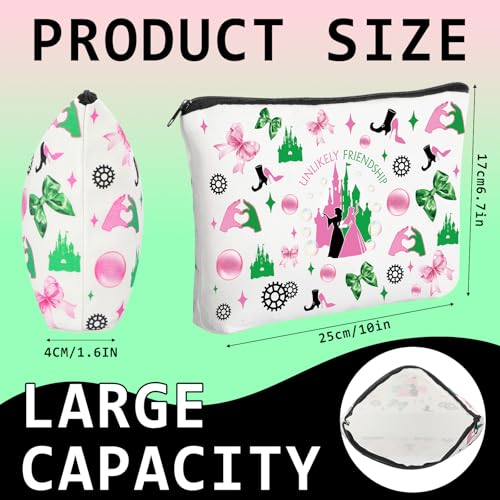 12 Pack Musical Witch Pink and Green Gifts Bulk Easter Mother's Day Party Favors Princess Makeup Cosmetic Bags 3D Friendship Pouch Women Zipper Travel Organizer for Birthday Evil Fan Lover