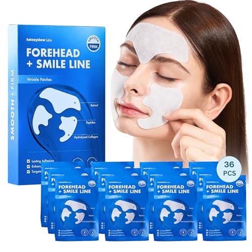 Wrinkle Patches for Forehead and Smile Line Patches 36 PCS with Hyaluronic Acid, Collagen, Peptides - Anti Wrinkle Patches - Face Tape for Wrinkles Overnight - Smoothing, Firming & Moisturizing