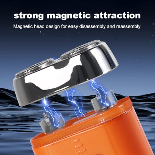 Mini Electric Shaver - USB C Fast Charge Portable Small Shavers for Men | Women - Dual Head Pocket Shaver Washable Travel Electric Razor Powerful Wet & Dry Mini Razor - Easy One Button Use (Orange)