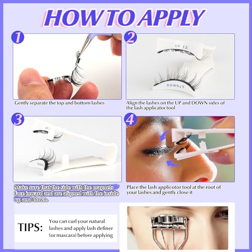 Magnetic Eyelashes with Applicator Reusable Magnetic Lashes without Eyeliner Natural Anime No Glue Needed Magnetic Lashes Manga Magnetic Eyelashes Kit by ALICE