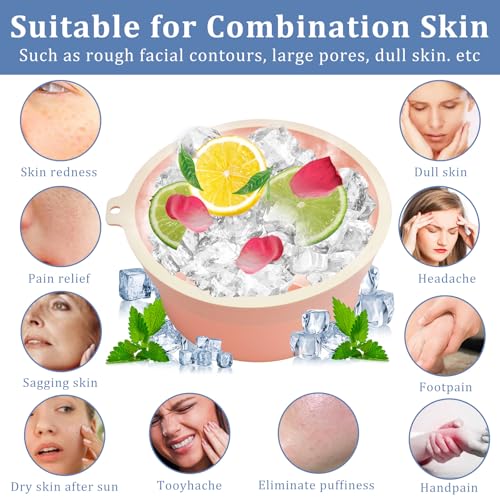 2-in-1 Silicone Face & Drink Ice Bowl - Collapsible Cryotherapy Mold for Facial Icing & Beverage Chilling, Portable Cold Plunge Basin Reduces Puffiness & Cools Drinks (Pink)