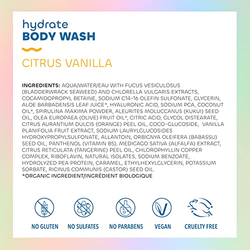 Seaweed Bath Co. Body Wash and Body Cream Duo, 12 Ounce, 6 Ounce, Citrus Vanilla Scent, Sustainably Harvested Seaweed