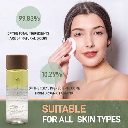 Biphasic Waterproof Eye Makeup Remover - Millennial Olive Oil Based Gentle Natural & Organic Mascara Remover, Travel Size & Liquid, Moisturizing Care Eye Make up Removal Liquid for Sensitive Skin