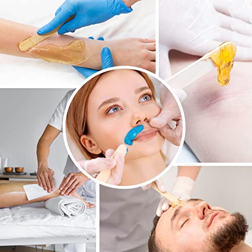 400Pcs Wax Strips Sticks Kit, FHDUSRYO 300 Small Medium Large Wooden Wax Applicator Sticks Eyebrow Wax Spatulas and 100 Non-Woven Paper Wax Strip for Face Body Hair Removal Women Men