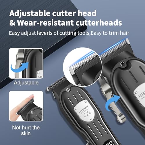 HIENA PRO Professional Hair Clipper Kit, Rechargeable Cordless Barber Kit and Hair Cutting Set, Electric Foil Shavers and Beard Trimmers, Ear, Nose Hair Trimmer Set & Facial Grooming Tool (Black)