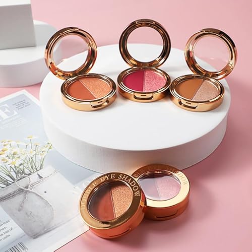 Double Color Matte Eyeshadow Palette - Shimmer Metallic Eye Shadow Powder High Pigment Eye Makeup Palette Natural Waterproof and Nude Eyeshadow Long Lasting (#03 Land-Coffee Golden Flash)