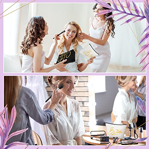 Sadnyy 11 Pieces Bridesmaid Makeup Bags I Do Crew Bachelorette Party Cosmetic Bags Bridesmaid Proposal Gifts for Women Bridal Party Favor Team Present Bridal Shower(White, Black)