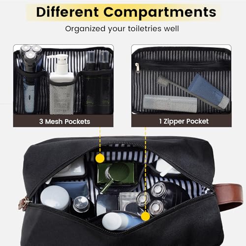 Vorspack Toiletry Bag for Men - Water Resistant Travel Bag for Toiletries, Accessories, Travel Essentials, Gifts - Black (Pack of 4)