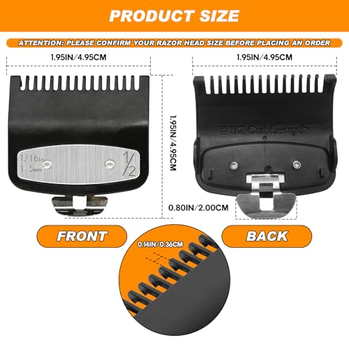 3 Pack Replacement Fit for Wahl Clipper Guards Set? Compatible with 1/2 clipper guards, 1 clipper guards, Metal Guide Comb Attachment 1/16"(1.5 mm), 1/8" (3.0 mm), for Barbers and Stylists, Black