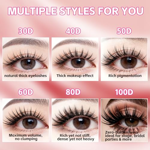 Lash Clusters Kit Eyelash Extension Eye Lashes Individual Natural Waterproof Fluffy Wispy D Curl DIY,9-16mm Bond and Seal Tweezers 30D+40D+50D+60D+80D+100D