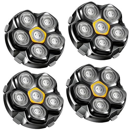 Magnetic 6 Blades Head Shaver Replacement Heads for Many 6D Magnetic Electric Razor,Magnetic 6D Blade Head Compatible with Head Shavers for Bald Men. (4PCS)