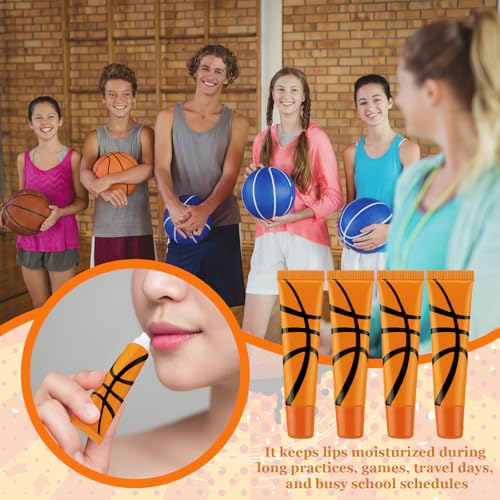 36 Pcs Basketball Party Favors Team Gifts Basketball Lip Balm Bulk 0.35 oz Vanilla Flavored Moisturizing Lip Sports Gift for Team Teen Adults Birthday Party Game Supplies