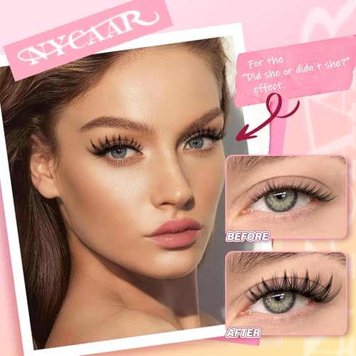 Lash Clusters Natural Look Manga Eyelash Clusters Anime 144pcs D Curl 8-18MIX Spiky Wispy Individual Lashes with Soft Thin Band Lash Extension(NY06,8-18MIX)