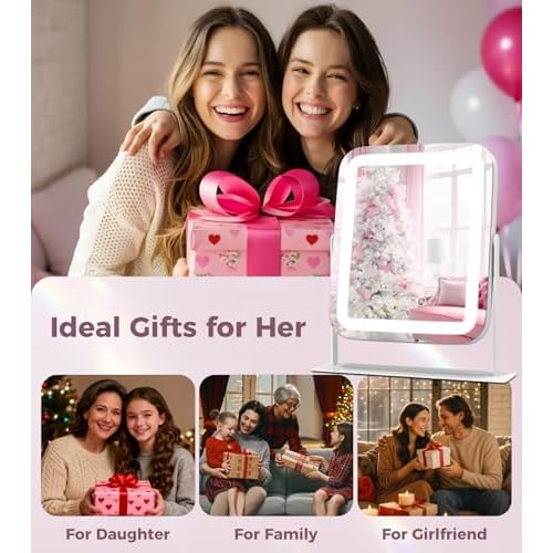 Saliwa Vanity Mirror with Lights, Lighted Makeup Mirror with 3 Modes, 5X Magnification Mirror, Stepless Brightness, 360¡Æ Rotation, Christmas & Valentine¡¯s Gifts for Women, Daughter, Mom, Her