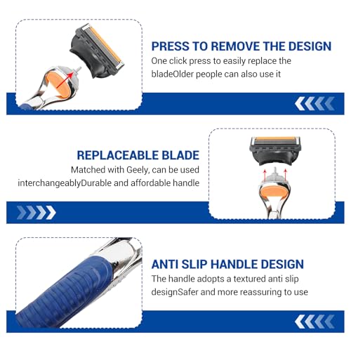 Replacement Handle Compatible with Gillette Fusion 5 Handle,2Pack Ergonomic Handles Only Fit for Gillette Fusion5 Razors for Men(Not Includes Refill heads) (Blue)