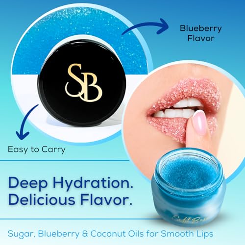 SoftBeso by AlignerOff Sugar Lip Scrub ? Blueberry Lip Exfoliator & Moisturizer for Dry, Chapped Lips ? Hydrating Sugar Scrub for Smooth Lips ? For Men & Women ? Ideal for Gifting