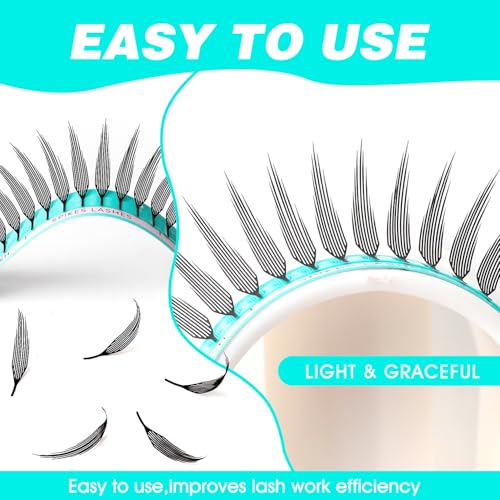 VAVALASH Premade Anime Chunk Lash Extensions,Comic Spire Lashes 0.07 C/D Curl, Matte Black Manga Lash Look Eyelash Extensions,Professional Salon Use Premade Spire Lashes(0.07-D-8-15mm)