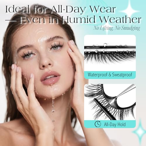 Bepholan Manga Self Adhesive Eyelashes Natural Look Pre Glued No Glue Needed Eyelashes Press On Anime Lashes Spiky Cosplay False Eyelashes Wispy with Tweezer 5 Pairs(AN22)