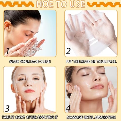 8 Pack Honey Sheets Face Mask Skincare Set,Moisturizing Facial Masks for Men & Women,Hydrating Long Lasting Soft Face Masks Skin Care for All Skin Types