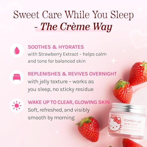 The Cr?me Shop x Hello Kitty Face Mask Pack - Bundle with Klean Beauty Gelee Masks Made in Korea with Niacinamide & Strawberry to Clarify & Tone Sensitive Skin | The Creme Shop Skin Care