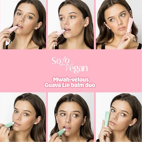 SoloVegan Mwah-velous Guava Lip Duo for Day & Night - Hydrating Lip Butter with Rosehip Oil, Guava & Nourishing Lip Treatment with Hyaluronic Acid for Soft, Plump Lips