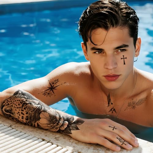 Flowers Temporary Tattoos Adult,92 Sheets Body Art Fake Tattoos Stickers,Rose Tattoos Temporary Realistic for Women Waterproof Long-Lasting