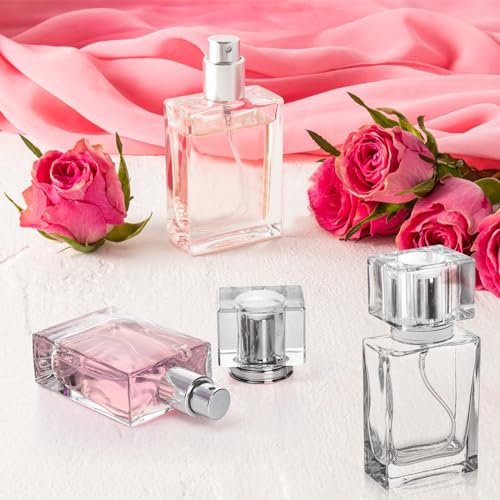 Foraineam 8 Pieces 30ml / 1 oz. Fine Mist Perfume Spray Bottles, Clear Glass Cosmetic Atomizer Bottle, Refillable Travel Perfume Bottles Empty Fragrance Essential Oil Container with Spray Applicator