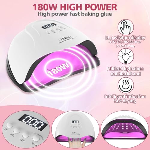 Professional Acrylic Nail Kit for Beginners with Everything Complete Nail Kit Set, Gel Nail Polish Kit,Acrylic Nail Powder with Gel Polish U V Light for Beginners