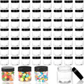60 pcs 2 oz Clear Plastic Round Jars with Black Lids Empty Small Plastic Jars Wide-Mouth Cosmetic Storage Containers for Makeup Cream Scrubs Kitchen Food Storage