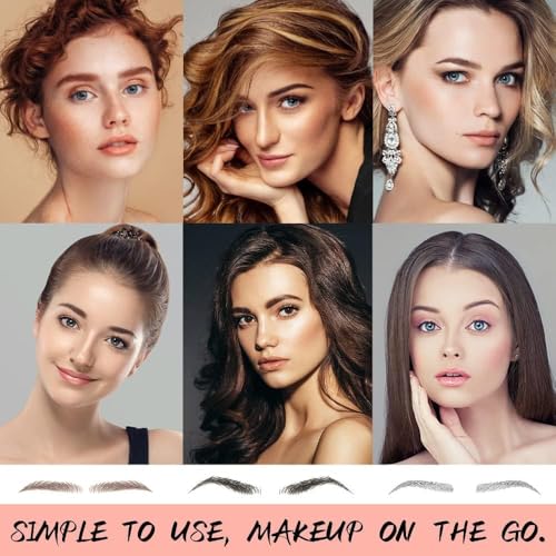 Eyebrow Tattoo 8 Sheets, 72 Pairs Eyebrow Tattoo Sticker Waterproof 10D Hair-Like Temporary Eyebrows Peel Off Brows Grooming Transfers Stickers Makeup for Women, Men, Girls, Brown