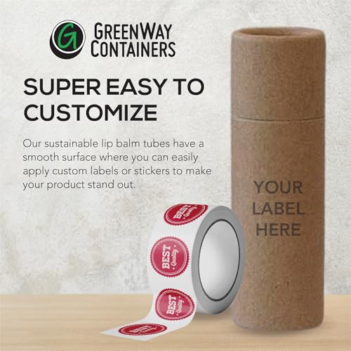 GreenWay 0.15oz / 4.25g Kraft Paperboard Lip Balm Tubes with Lids - 50 Pack Lip Gloss Tubes Refillable DIY Cosmetic Containers ? Extra Thick Push-Up Bottom Lip Balm Containers - Black
