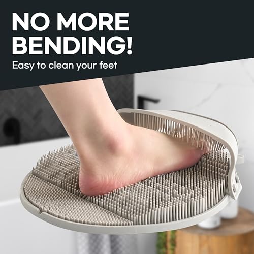 Larger Foot Scrubber - Foot Cleaner&Massager with Non-Slip Suction Cups for Use in The Shower Black (Black)