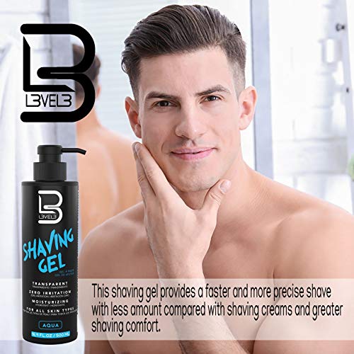 L3 Shaving Gel - Straight Razor Shave Gel - Non-Irritating - Refreshing Smell - No Hot Towel Necessary - Level Three Razor Gel (Aqua)
