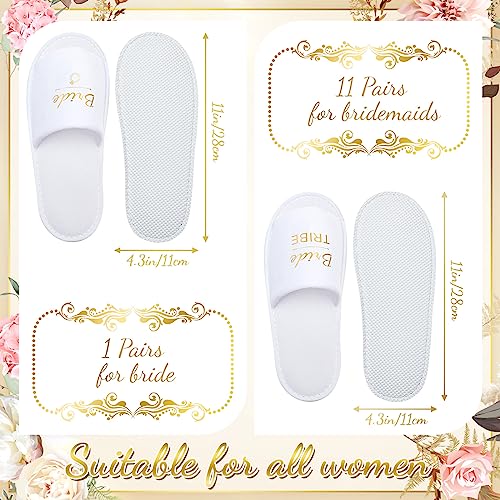 Ramede Set of 12 Bridesmaid Slippers Disposable Wedding Bride Slippers Bulk Bridesmaid Gifts for Wedding Day Bridal Party Women Bachelorette Party Favor(1 Size)