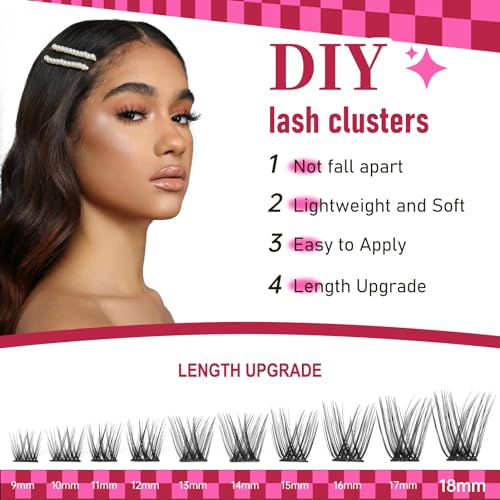 Lash Clusters DlY Eyelash Extensions 40D 0.07 D Curl 14-18mm Eyelash Clusters Mixed Tray Cluster Eyelash Extensions Natural individual Lashes (40D-0.07D-14-18mm)