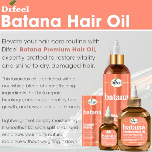Difeel Batana Premium Hair Oil 2.5 Ounce (Travel Size) - Batana Hair Oil, Nourishing Batana Hair Growth Oil