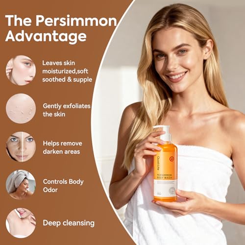 Persimmon Body Wash for Old People Smell, Natural Deodorant Bar Soap for Strong Odor Smelly Feet Remove, Cleansing Body Deodorizing for Eliminating Odor