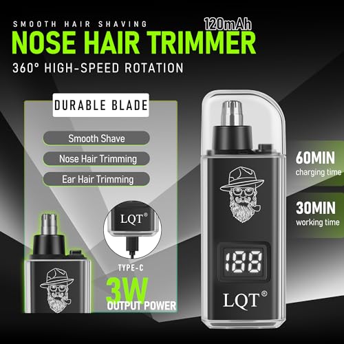 Rechargeable Beard Trimmer kit for Mustaches, Nose Hair, and Light Detailing and Grooming with Bonus Wet/Dry Battery Nose Trimmer