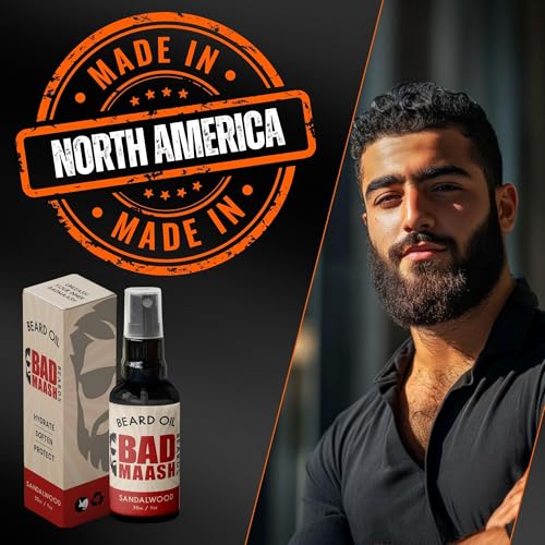 Beard Oil - All-Natural Hydration & Softness | For All Beard Types | Made in North America | 1oz Bottle (Sandalwood)