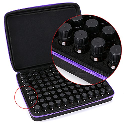 Hipiwe 108 Essential Oils Carrying Case Holds 5ml, 10ml, 15ml Bottles Hard Shell Exterior EVA Essential Oils Storage Organzier Bag with Foam Insert and Carrying Handle