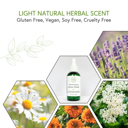 Honeybee Gardens 100% Natural Hydrating Facial Toner/Makeup Setting Spray | Alcohol Free | 4 fl oz.| Vegan | Gluten Free | Cruelty Free | Unscented
