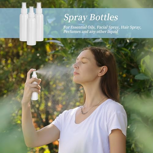 36 Pack White Small Spray Bottles 4 oz/120 ml Plastic Spray Bottles, Fine Mist Empty Small Travel Spray Bottle, Refillable Mini Sprayer Empty Bottle Bulk with Funnels and Labels