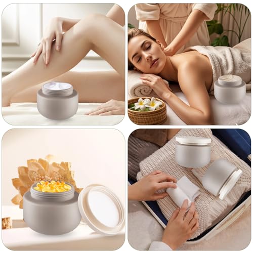 6 Pcs 8oz/250g Empty Plastic Jar Wide Mouth Cosmetic Container With Lids Refillable Travel Storage Container For Lotion Cream Body Butter Powder Ointments Samples Beauty Products etc (Grey)