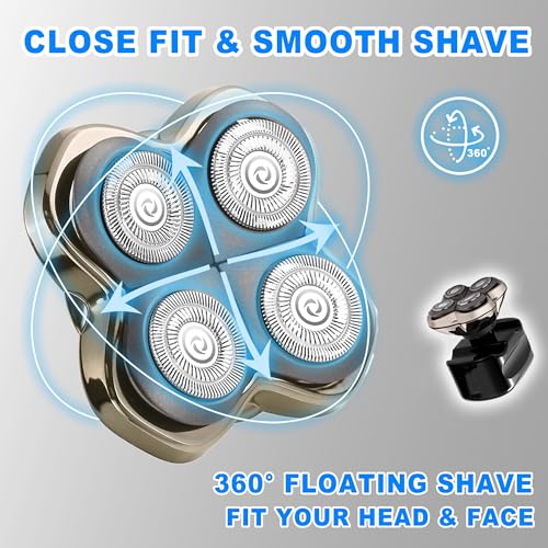 Pro 4 Shaver Replacement Blades Compatible with Skull Pitbull Series Head Shavers & Palm Shavers,Skull Shaver Replacement Heads for Wet & Dry Shaving