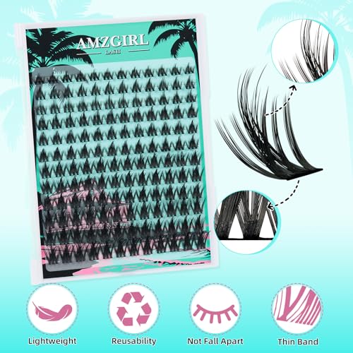 Fairy Lash Clusters Manga 144Pcs Eyelash Clusters Spiky Cluster Eyelash Extensions Individual Lashes Volume Anime Lash Clusters with Thin Band Lashes DIY at Home(Holiday,C-Mix8-18mm)