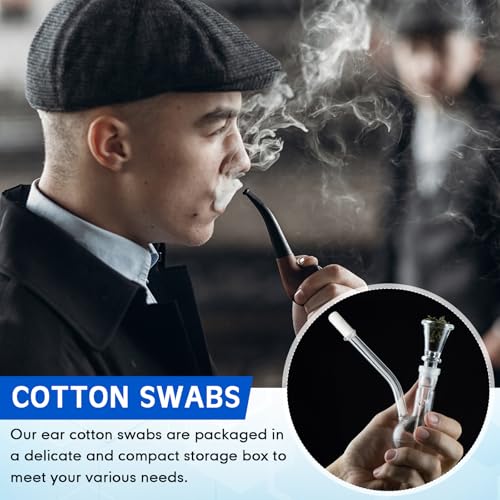 Lounsweer 400pcs Long Cotton Swabs with Storage Case 4'' Absorbent Double-Ended XL Cotton Buds with Large and Small Round Head Swabs for Dog Ear Cleaning, Gun Maintenance, Makeup, Pet Care